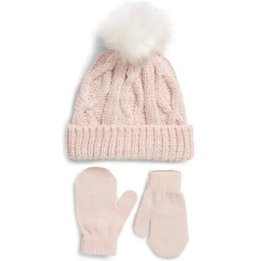 Capelli New York Toddlers 2 Piece Hat‎ & Mittens Pink Metallic 2T-4T Nordstroms